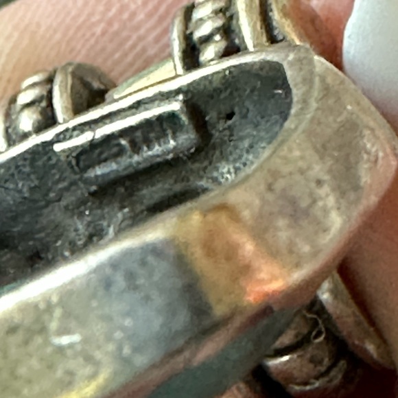 Vintage onyx turquoise mother of pearl sterling silver  pendant - Picture 4 of 9